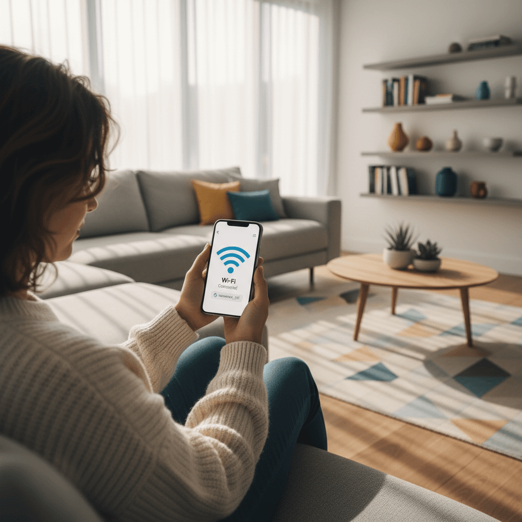 WiFi coverage test on mobile device in home